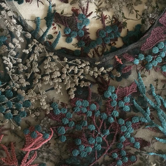 Embroidered Mesh Top - Picture 2 of 4